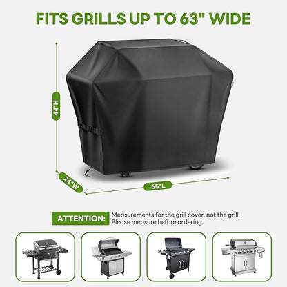 Grill Cover 65 Inch for Outdoor Gas BBQ Grill,Waterproof Fade Resistant Anti-UV Barbecue Grill Cover & Weather Protection BBQ Cover for Griddle Outdoor,Compatible with Weber Nexgrill Charbroil