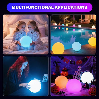 Orb Lamp | Rechargeable Colourful 16 RGB Colours LED Ball Light with Remote | Mood Lamp Globe Light Ball for Table or Bedroom | Modern Round Sphere Design | Indoor Color Changing Dome Accent