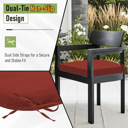 Basic Beyond Outdoor Chair Cushions Set of 4, Outdoor Cushions for Patio Furniture, Water Resistant Patio Chair Cushions with 2 Ties, 17x16x2, Brick Red