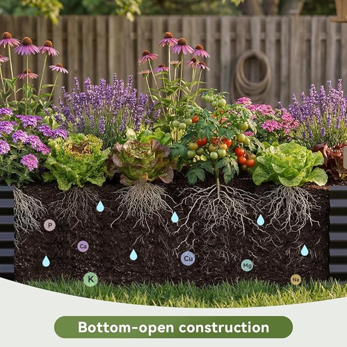COMHOMA Galvanized Raised Garden Bed,8x4x2ft Large Metal Planter Box for Outdoor Vegetables,Corrugated Steel Herbed Plants Container,Extra Deep Gardeners Kits with Open Bottom