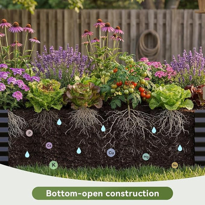 COMHOMA 2 Pack Galvanized Raised Garden Bed,6x3x2ft Large Metal Planter Box for Outdoor Vegetables,Corrugated Steel Herbed Plants Container,Extra Deep Gardeners Kits with Open Bottom