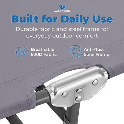 Folding Outdoor Set of 2 Lounge Chairs with Canopy - Portable & Adjustable Beach Lounge Chair - 5-Positions, Carry Handles, 600D Fabric, 220 lbs Capacity – Tanning Chaise Lounge for Beach, Patio, Lawn
