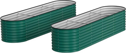 MUPATER Galvanized Raised Garden Bed 8x2x2ft, 9-in-1 Metal Raised Planter Box with Aluminum Support Rods Oval for Outdoor Vegetable Flower, Backyard and Patio, Green