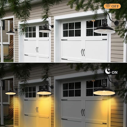 Exterior Farmhouse Barn Light,3PCS Dusk to Dawn Outdoor Lighting, 16 Inch Vintage Outside Garage Lights Fixtures for Patio Frontdoor Entryway Doorway, Matte Black