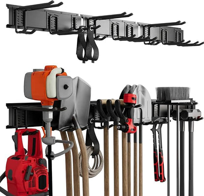 49.5" Heavy Duty Wall Mounted Garage Tool Organizer – 3 Panels & 9 Adjustable Hooks, 690 lbs Load Capacity, Modular Storage for Efficient Tool Organization, Easy Install in Garage, Garden, 14 Pack
