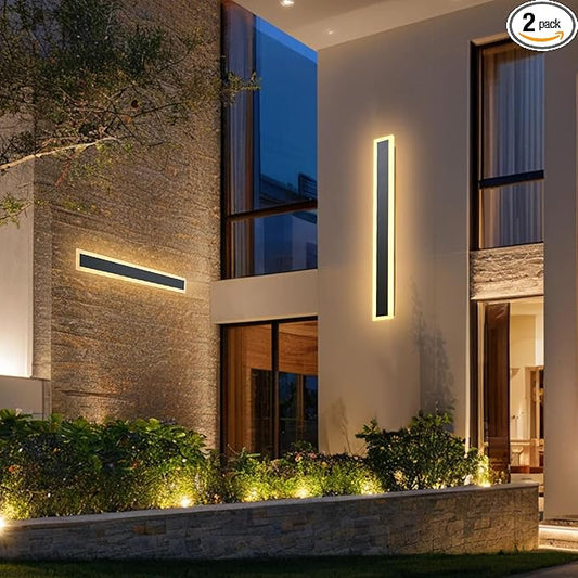VEVOR Outdoor Wall Lights, 2 Pack, 31.5 Inch Long Strip Modern Exterior Wall Sconce Light Fixtures, 3000K Warm White, IP65 Waterproof Anti-Rust Outside Wall Mount Lighting, for House, Porch, Garage