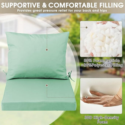 Outdoor Seat Cushion Set 22 x 22 In, Water-Resistant & Fade-Resistan, Patio Furniture Cushions with Removable Cover Deep Seat & Back Cushion with Handle and Adjustable Straps for Chair Sofa,4PC