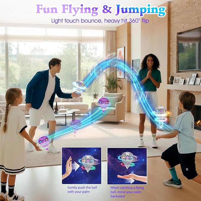 Flying Orb Ball 2025, Magic with 3D Bouncing & Spinning Tricks, Cosmic Globe Floating Ball Toy with RGB Lights, Cool Toys Gift for Boys Girls Ages 6 7 8 9 10+(Purple)
