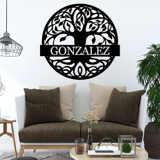 Tree of Life Custom Metal Signs, Personalized Tree of Life Family Sign Wall Decor, Outdoor Yard Decor, Last Name Sign for Home, Black Metal Wall Art, Housewarming Decorations Gift