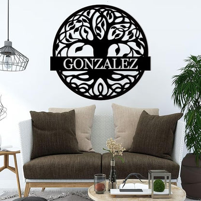Tree of Life Custom Metal Signs, Personalized Tree of Life Family Sign Wall Decor, Outdoor Yard Decor, Last Name Sign for Home, Black Metal Wall Art, Housewarming Decorations Gift