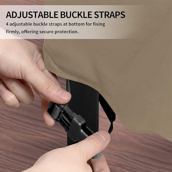 Easy-Going 600D Heavy Duty Patio Furniture Cover, Outdoor Rectangular Table and Chair Set Cover, Waterproof Outdoor Sectional Set Cover (130" L x 84" W x 28" H, Camel)