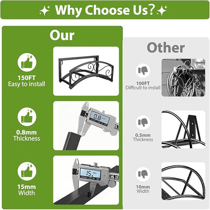 BOLITE Garden Hose Holder Wall Mount, Heavy Duty Metal Water Hose Holder for Outside, Hose Storage Holds 150FT Water Pipe for Yard, Lawn, Garden, Farm, Gifts for Women Men