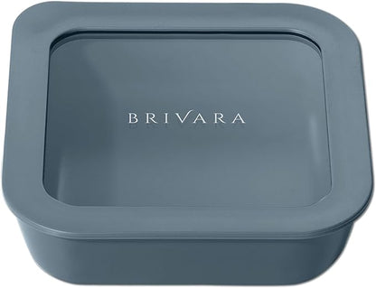 Glass Food Storage Container with Lid, 2.5-Cup Small Square | Microwave-Safe Airtight Lid, Oven-Safe Ceramic-Coated Glass | Zero Plastic, No PFAS/PFOA/BPA, Reusable [Dusk]