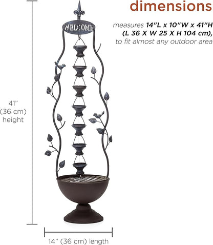 Alpine Corporation MAZ256 Indoor/Outdoor Floor Vintage Hanging 7-Cup Tiered Water Fountain, Rustic Waterfall, 41", Bronze