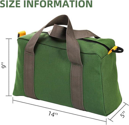 WRINGKIT 2 Pack Wide Mouth Tool Bags, 14" Heavy Duty Canvas Tool Storage Bag, Large Capacity Zipper Utility Tools Tote Organizer Pouch for Electricians, Carpenter, Mechanic