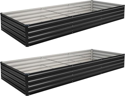 10×3×1FT(2PCS) Galvanized Raised Garden Bed Kit Metal Planter Boxes,Large Outdoor Planters Garden for Planting Vegetables,Flowers,Herbs -Black