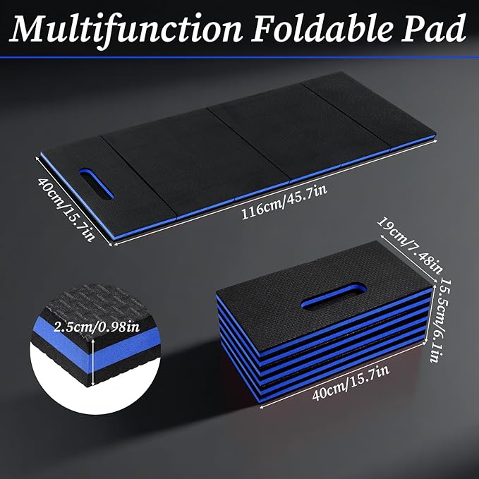 Foldable EVA Mat with Carrying Handle, 2.5cm Thick Foam Cushion Kneeling Pad High Density Water Resistant Anti Slip Knee Mat for Workout Exercise Mechanic Garages Picnics Gardening Camping Gym