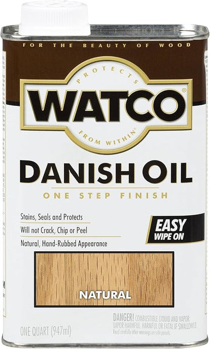 Watco A65741 Danish Oil Wood Finish, Quart, Natural