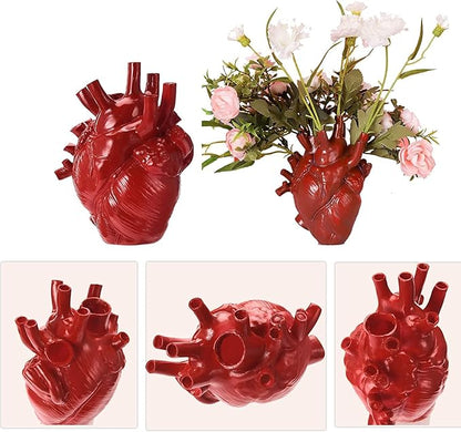 Resin Vase Planter, Decorative Heart Vase - Anatomical Heart Tabletop Decorative Craft, Farmhouse Living Room Bedroom Countertop (Red,Small)