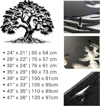 Bisamu Metal Tree Wall Art, Large Tree of Life Decor,Graceful,Black Metal Wall Art,Nature,Life Growth,Outdoor Decoration (28" x 22" | 70 x 57cm)