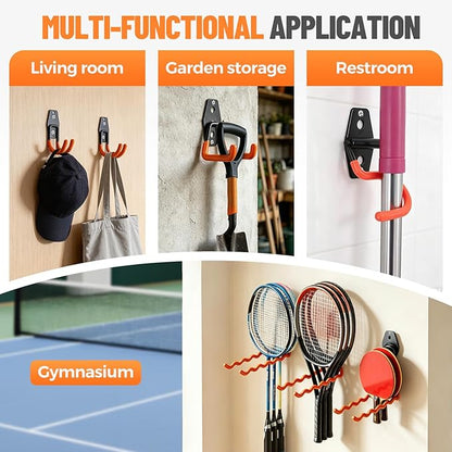 Garage Hooks 16 Pack Utility Steel Garage Storage Hooks with Anti-Slip Coating, Heavy Duty Mount Hooks for Hanging Bike, Ladder Garden Tool Organizer