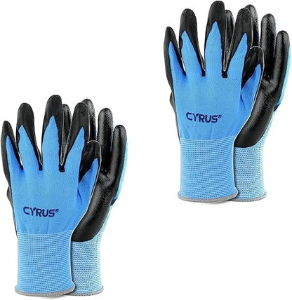 CYRUS Nitrile Gardening Gloves for Women＆Men, Thorn-Proof Garden Gloves,Work for Yard Garden, Weeding, Digging, Pruning
