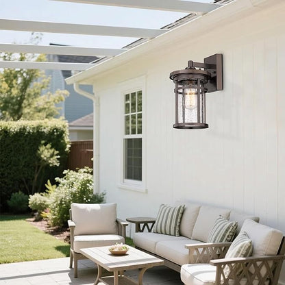 Outdoor Wall Sconces, Exterior Lantern Lighting Fixture, Mounted Lights for Patio, Porch, Garden, Balcony (Bronze, 12" H-2Pack)