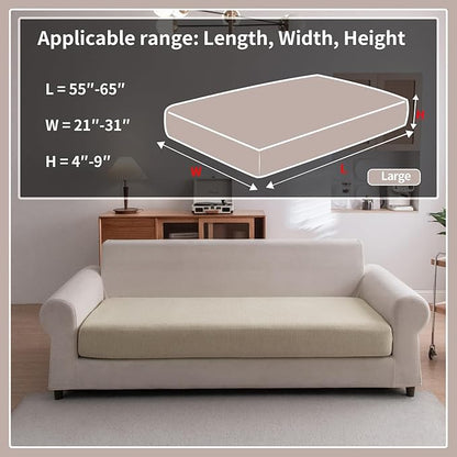OHSIO Sectional Couch Covers, Wear Resistant Stretch Sofa Covers Washable Soft Couch Cushion Covers Anti Slip Furniture Protector Sofa Slipcovers for Pets (1 Piece Large Cover, Light Brown)