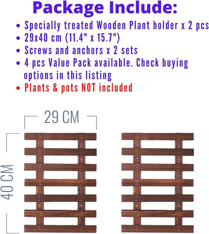 ShopLaLa Wall Planter - 2 Pack Wooden Orchid Planter Frame Display Outdoor Plants, Wall Mount Air Plants Succulent Holder Hanger, Vertical Garden Plant Wall Decor Macetas para Orquideas 15.7" (40cm)