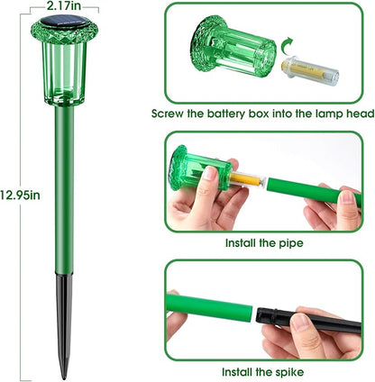 Eyrosa Solar Outdoor Lights, St Patricks Day 10 Pack Solar Pathway Lights Outdoor Waterproof, Stainless Steel Stake Lighting for Garden Yard Path Walkway Driveway Patio Lawn Outside Décor,Green