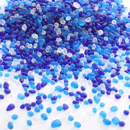 Sea Glass Stones, 3.3LB Decorative Frosted Glass Pebbles Gemstones - Suitable for Aquarium Rocks, Fish Tank Gravel, Vase Fillers, DIY Crafts, and Home Decor(Blue)