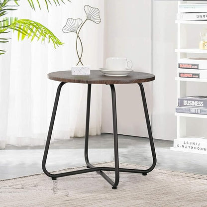 VECELO Patio Outdoor Side Snack Table,Small Round Anti-Rust Metal Style for Garden Balcony,Yard,Living Room