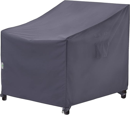 F&J Outdoors Patio Chair Covers, Heavy Duty Waterproof UV Resistant Outdoor Large Deep Seat Lounge Chair Club Chair Cover, Grey, 40" W x 40" D x 36" H
