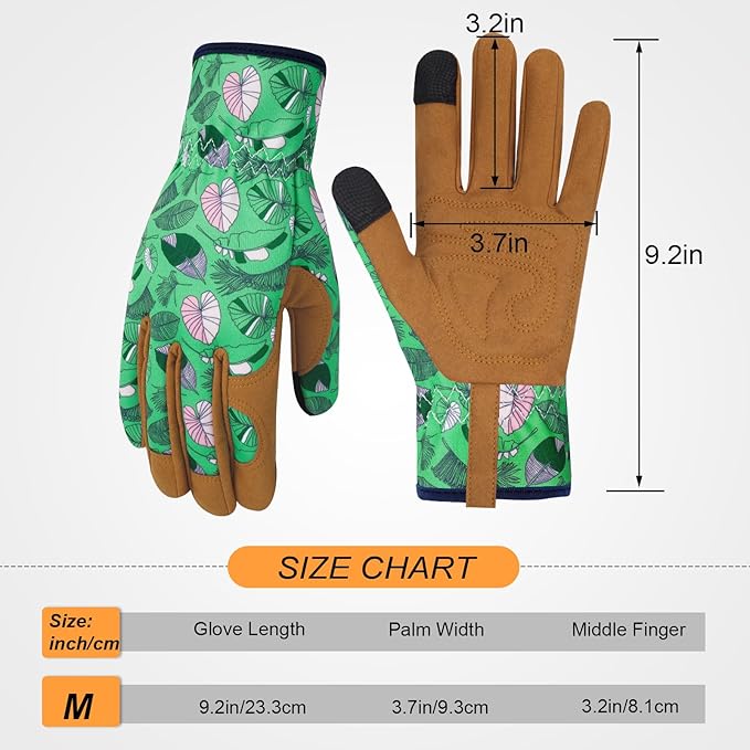 Leather Gardening Gloves for Women Thorn Proof Garden Gloves Touch Screen Working Gloves Gifts,M