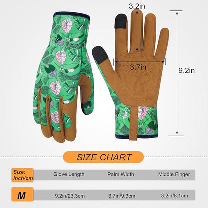 Leather Gardening Gloves for Women Thorn Proof Garden Gloves Touch Screen Working Gloves Gifts,M