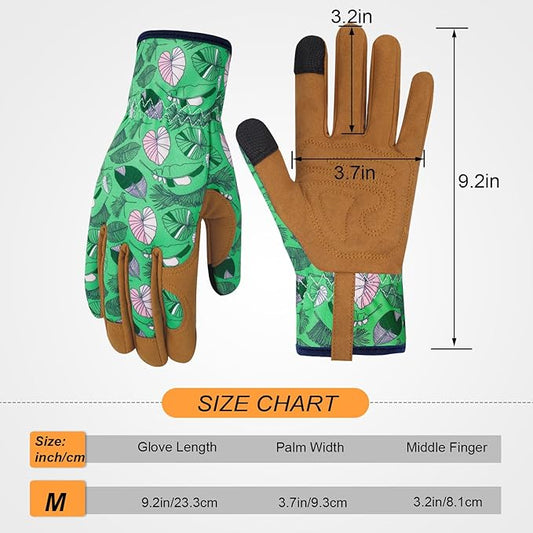Leather Gardening Gloves for Women Thorn Proof Garden Gloves Touch Screen Working Gloves Gifts,M