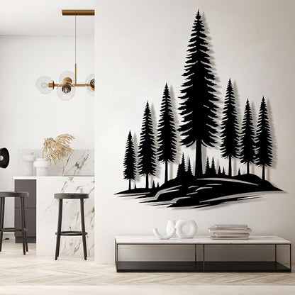 lunwall Metal Pine Tree Wall Art, Metal Forest Wall Art, Pine Branch Wall Decor, Christmas Tree Wall Decor, Forest Wall Hanging, Nature Lover Gift (Style 6, 30" H x 25" W / 76 x 65 cm)