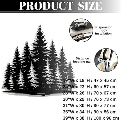 Metal Pine Tree Wall Art, Nature Decor, Wall Hanging, Christmas Pine Decoration, Gift for Nature Lovers, 35"W x 34"H / 90 x 86 cm