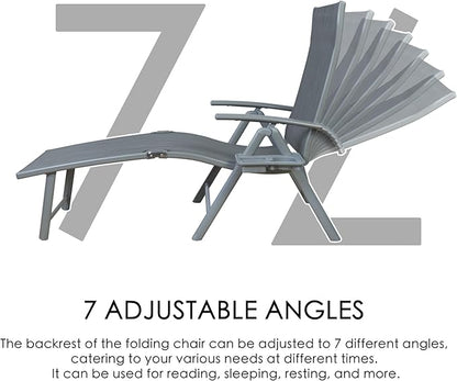 Kozyard Cozy Aluminum Reclining Lounge Chair - Perfect for Beach, Yard, Pool, Deck, and Patio - Outdoor Chaise Lounge with Drink Holder, Weather Free, Adjustable - Assemble-Free (2 Pack, Gray)