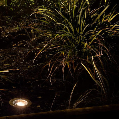 12V Brass In-Ground Well Light (Open Top) with 5W 2700K Warm White MR16 LED Bulb for Low Voltage Landscape Lighting of Outdoor Pathway, Garden, Shrubs, Columns or Trees