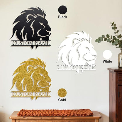 Personalized Metal Lion Name Sign – Custom Wall Art with Majestic Animal Design, Durable Outdoor & Indoor Home Decor – Unique Housewarming & Wedding Gift for Couples, Families, and Friends Style2