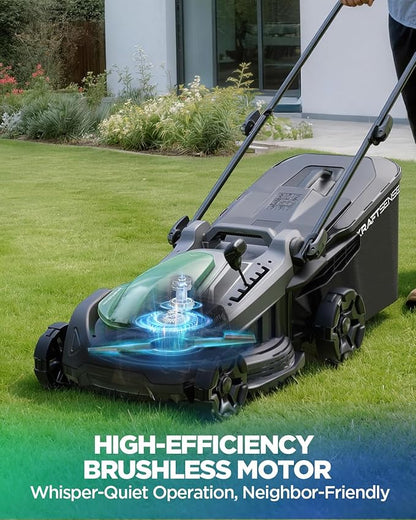 18" Electric Lawn Mower, 40V Cordless Lawn Mower with 2x5.0Ah Batteries, Brushless Motor, 2-in-1 Mulching & Bagging, 6-Position Height Adjustment, for Small to Medium Yards