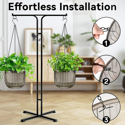 Halatool 2 Pack Hanging Planters Indoor Plant Pots, 6.5" & 8.3" Self Watering Hanging Basket Flower Pot, Translucent Plant Hanger with Drainage Holes for Garden Home Wall Decor (Starry Gray)