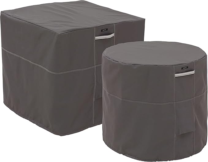 Classic Accessories Ravenna Water-Resistant 34 Inch Square Air Conditioner Cover, Patio Furniture Covers
