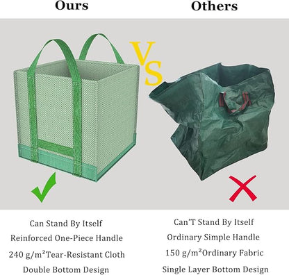 Reusable Yard Waste Bags/Lawn Bags/Leaf Bags, Collapsible Garden Bag, Pop Up Garden Bag, Heavy Duty Woven Polypropylene Bag, Double Bottom Design Reinforced carry handles(1-Pack 32Gallons)