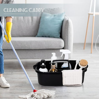Large Cleaning Supplies Caddy Portable Shower Basket Supply Organizer with Handle Plastic Bucket Tool Storage for Bathroom, Bedroom, Kitchen, College Dorm, Garden, Black
