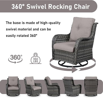 Wicker Outdoor Conversation Se with 50,000 BTU Gas Propane Fire Pit Tablet-7 Pieces Outdoor Wicker High Back Couch Patio Furniture for Deck Poolside Backyard
