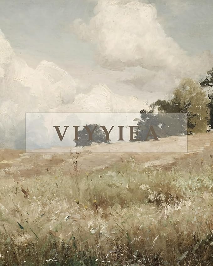 VIYYIEA Extra Large Canvas Wall Art, 36x54 Inch Vintage Landscape Painting, Neutral Pastoral Nature Wall Decor for Living Room or Bedroom, Above Sofa