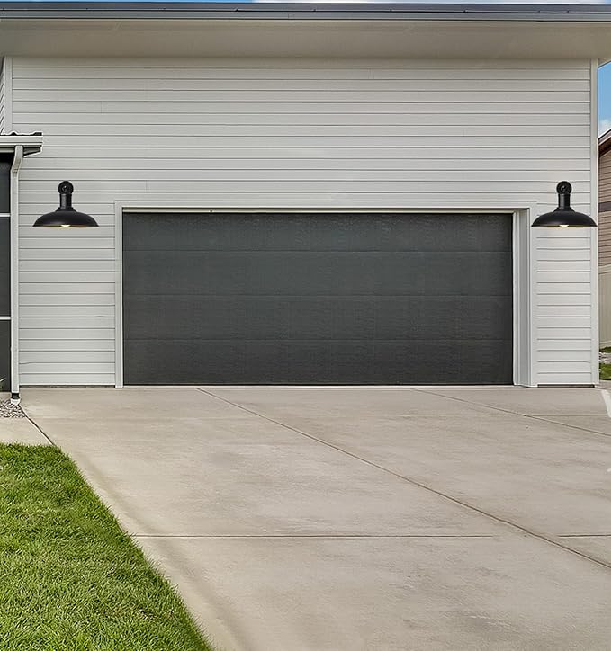 Large 21" Industrial Style Gooseneck Barn Light, Straight Arm Classic Outdoor Barn Light Fixture for Porches, Garages, Patios 2-Pack