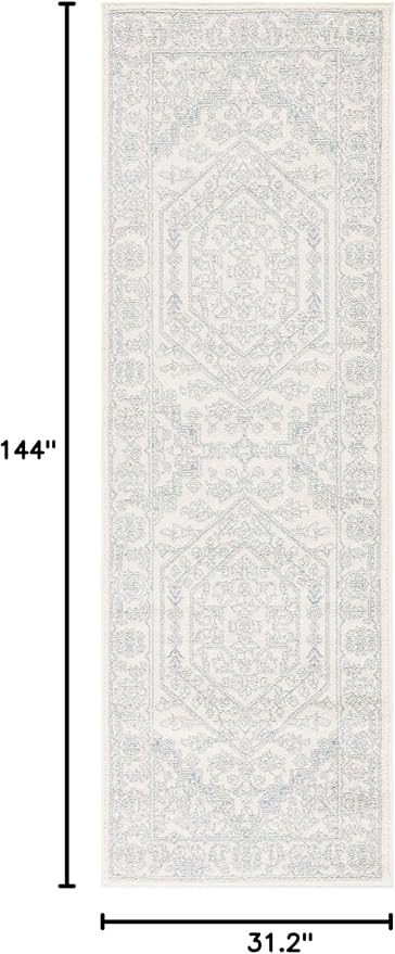 SAFAVIEH Adirondack Collection Runner Rug - 2'6" x 12', Ivory & Slate, Oriental Medallion Design, Non-Shedding & Easy Care, Ideal for High Traffic Areas in Living Room, Bedroom (ADR108S)